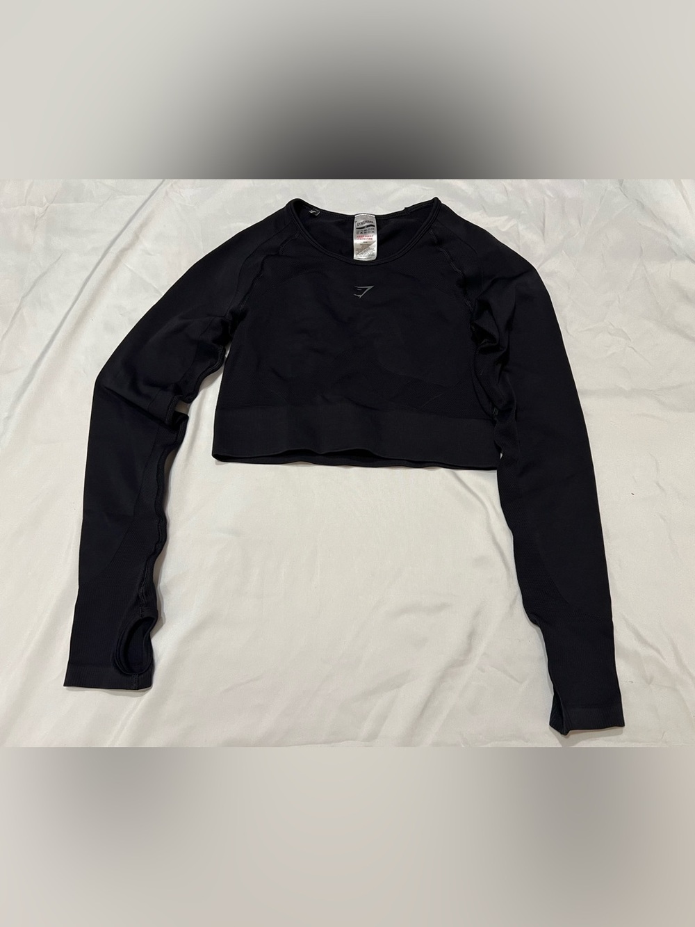 Gymshark Black Long-Sleeve Cropped Performance Top